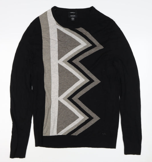 Back view of Alfani Men’s Black M Cashmere Blend Geometric Crew Neck jumper