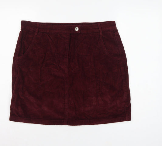 Papaya Women Burgundy Size 16 Corduroy Mini Pencil Skirt Pockets
