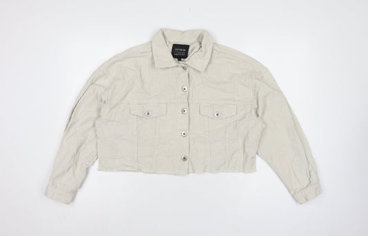 Cotton On Women’s Ivory UK 12 Cropped Corduroy Button Jacket