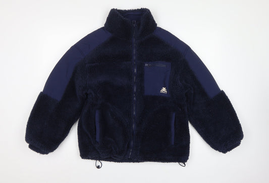 Bershka Women Blue S Teddy Fleece Jacket Full Zip Outdoor