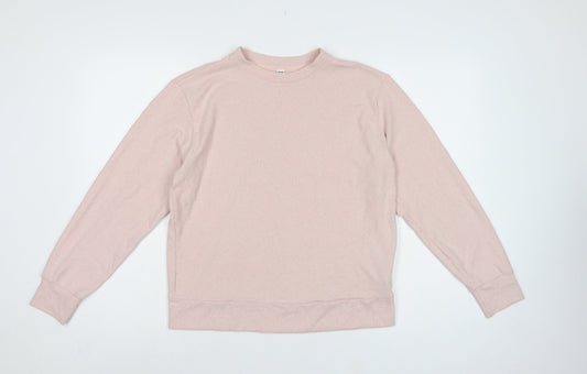 Uniqlo Women Pink XS Basic Crew Neck Long Sleeve Knit Top