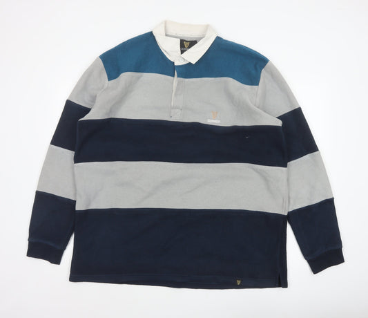 Back view of Guinness Men's Multicoloured 2XL Long Sleeve Fleece Polo Shirt