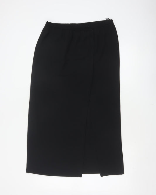 Frank Usher Women Black Size 36 Long Pencil Skirt Elastic Waist