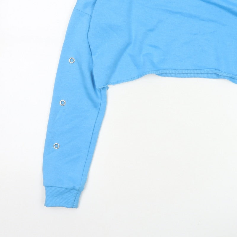 Rebellious Women’s Blue UK 8 Cropped Pullover Sweatshirt Eyelet Sleeves