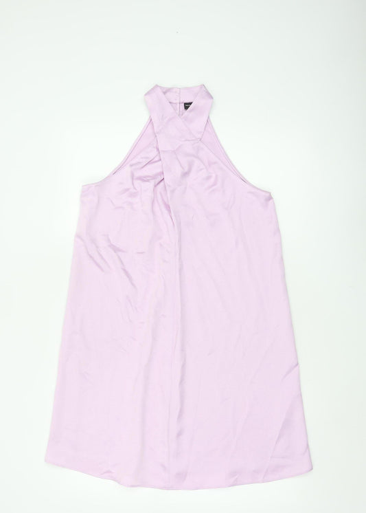 River Island Women Pink UK 8 Halter A-Line Long Occasion Dress