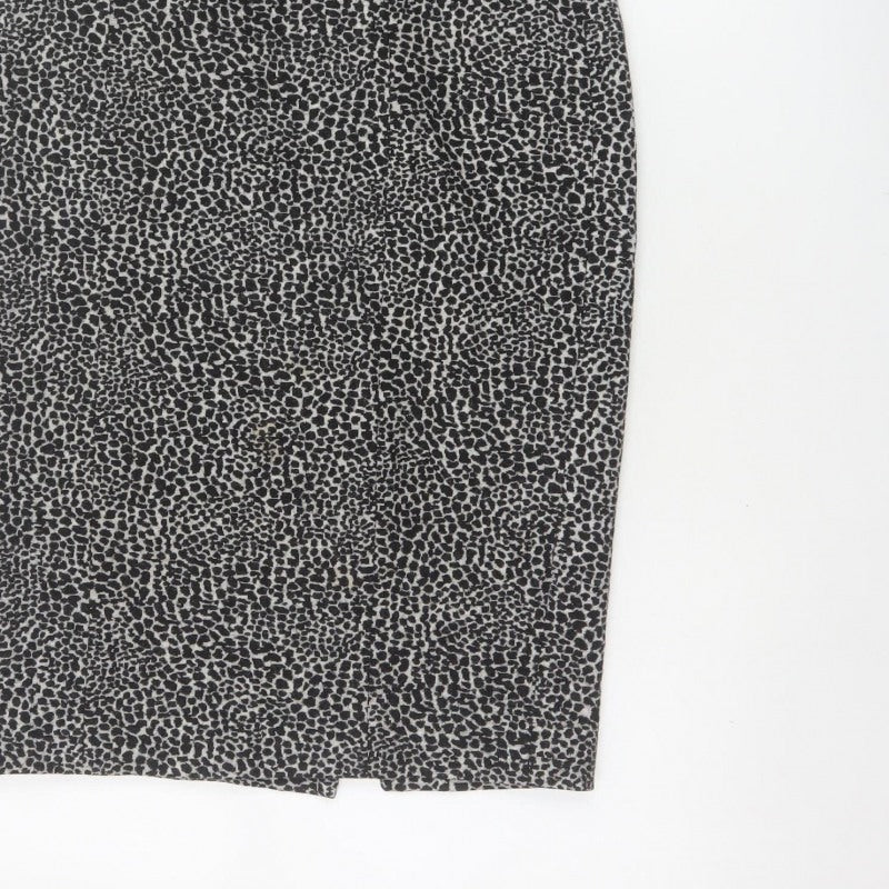 Lobbs London Women Grey Leopard Print Pencil Skirt UK 10 Knee Length