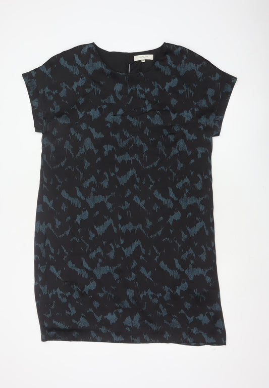 Selected Femme Women Black Blue UK 8 Sheath Dress Geometric Short Sleeve