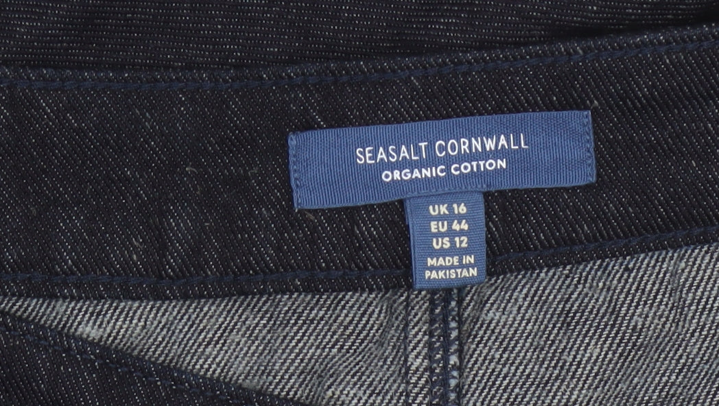 Seasalt Cornwall Women’s Blue UK 16 A-Line Organic Cotton Denim Skirt