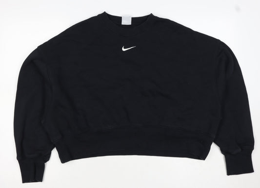 Nike Women Black S Pullover Sweatshirt Crew Neck Logo Long Sleeve