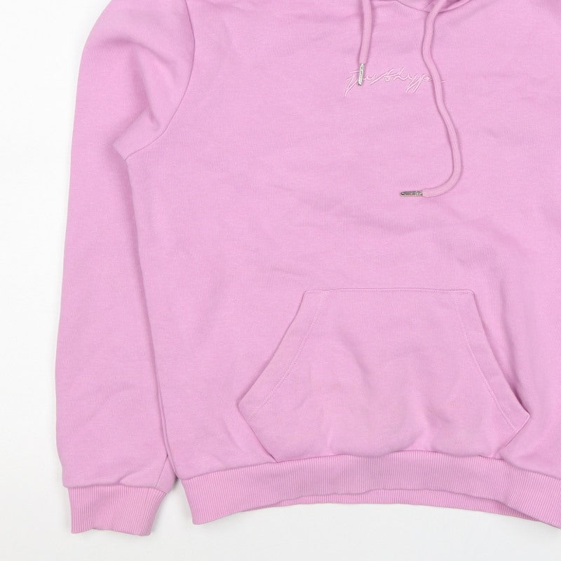 Hype Women’s Pink Logo Hooded Pullover Hoodie UK 10 Cotton Blend