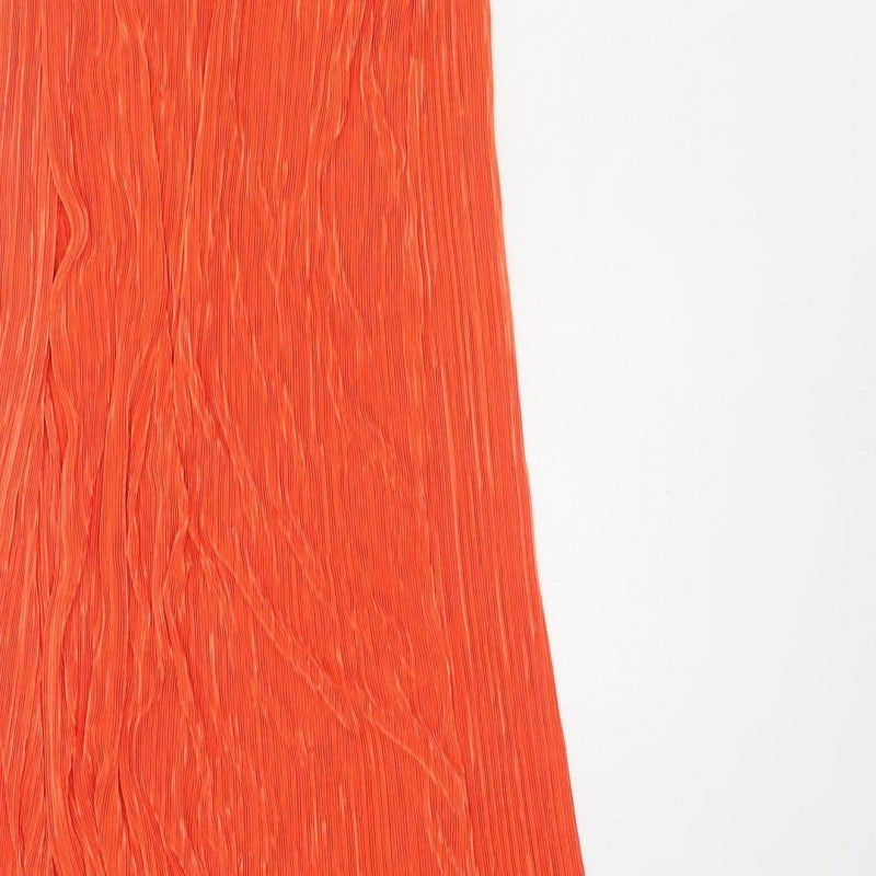 PrettyLittleThing Women Orange UK 12 One Shoulder Pleated Maxi Dress