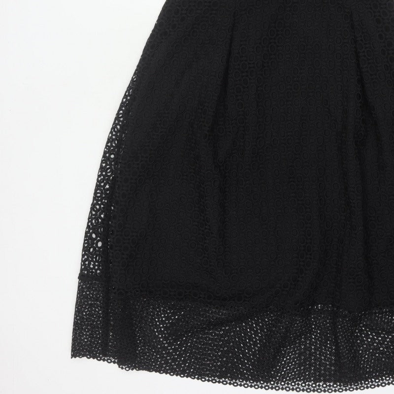 Warehouse Women Black UK 12 Fit & Flare Lace Backless Dress