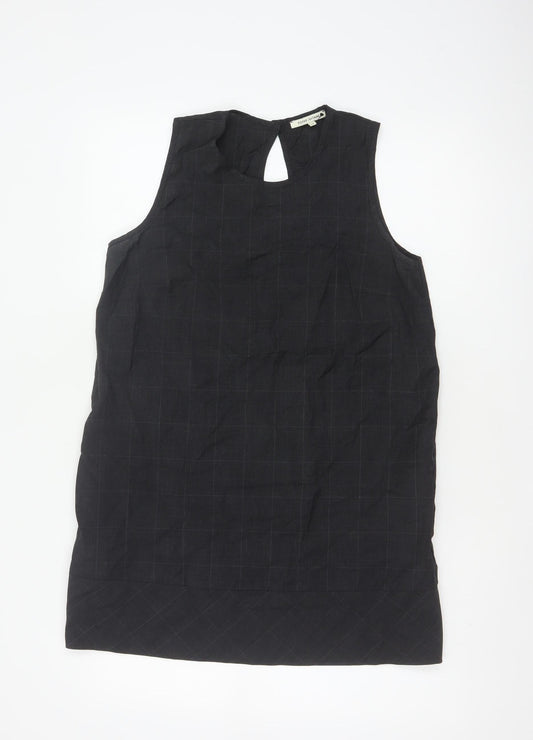 River Island Women Black UK 12 Sleeveless Wool Check Tunic Blouse