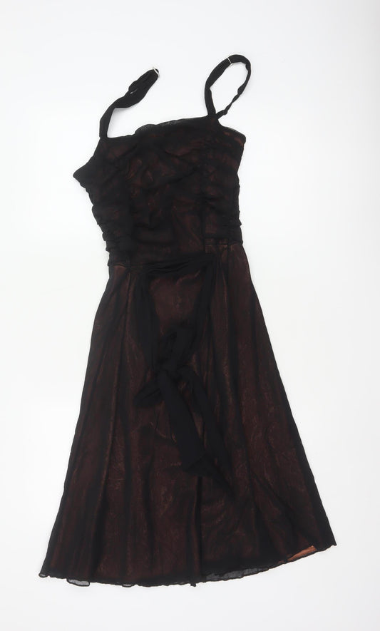 Marks & Spencer Women Black UK 12 Fit & Flare Ruched Party Dress