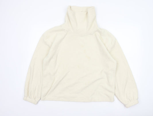 Gap Women Ivory Fleece High Neck Pullover Sweatshirt Size L