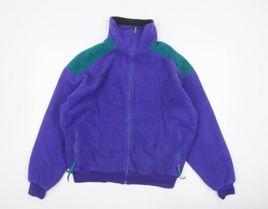 Columbia Mens L Purple Teal 90s Fleece Full Zip Outdoor Jacket