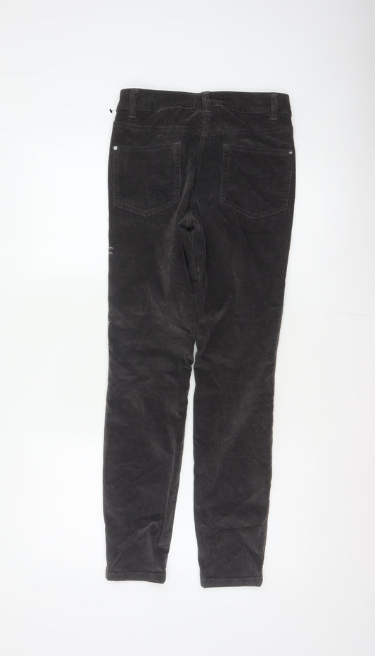 Next Women’s Black UK 6 Skinny Corduroy Floral Embroidered Trousers