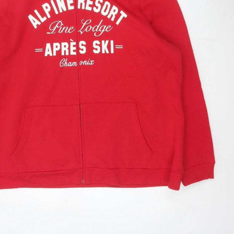 Tu Women's Red UK 24 Full Zip Hoodie Faux Fur Trim Ski