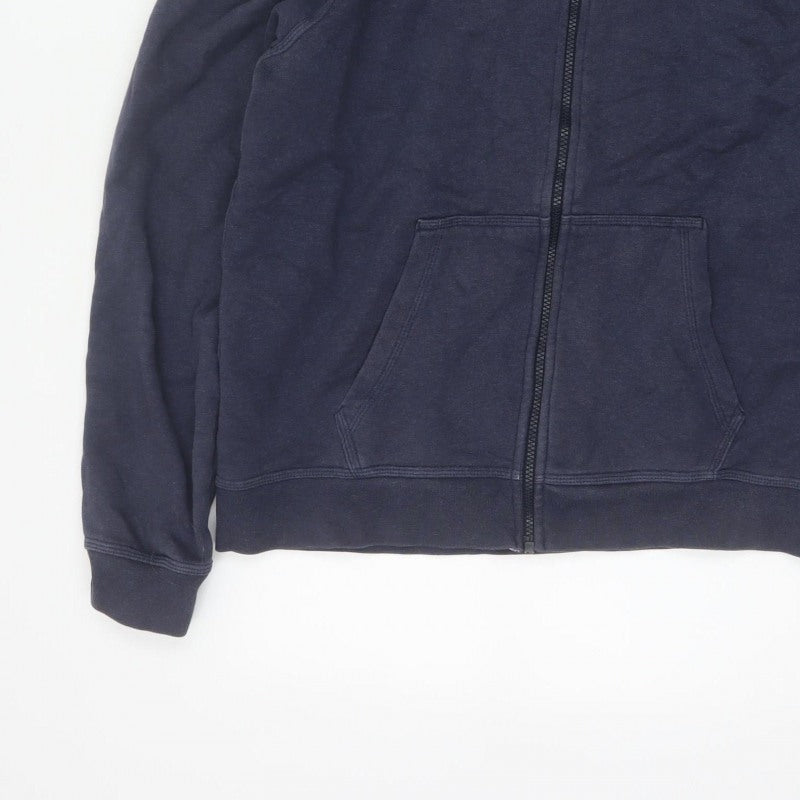 Nike Men’s Blue L Full Zip Fleece Hoodie Swoosh Logo Pockets