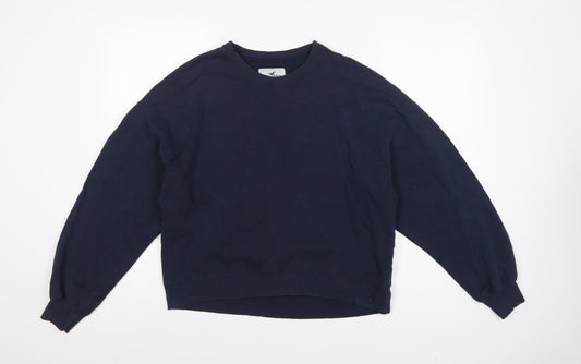 Hollister Women’s Blue M Logo Crew Neck Pullover Sweatshirt