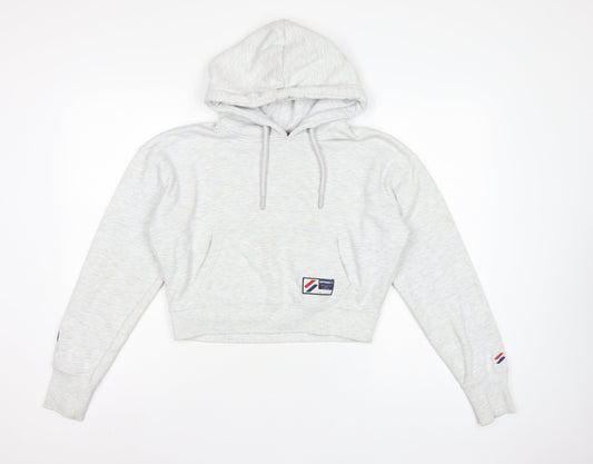 Superdry Women’s Grey UK 10 Logo Pullover Hoodie Cropped