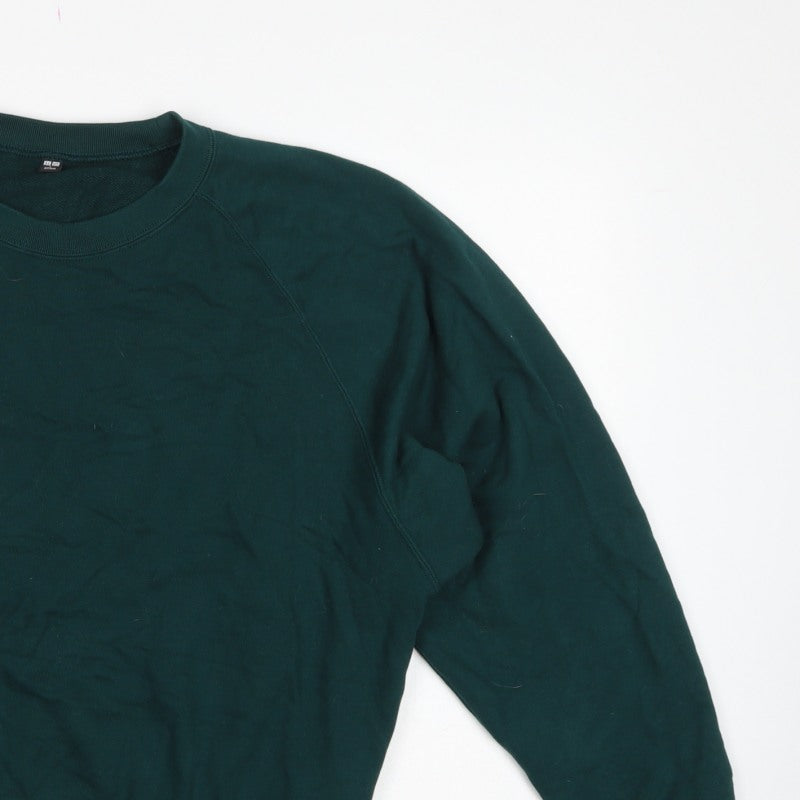 Uniqlo Unisex Adults Green L Crew Neck Raglan Pullover Sweatshirt