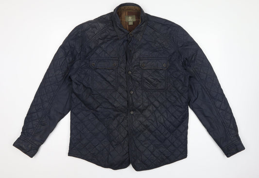 Timberland Men’s Navy L Quilted Padded Button Front Jacket