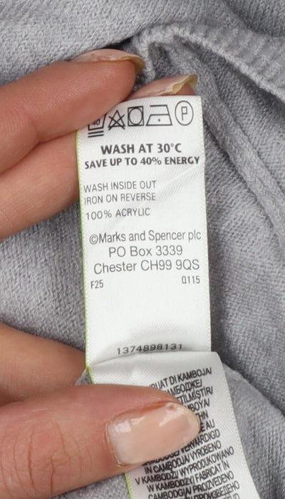 Marks & Spencer Women Grey UK 14 Cowl Neck Raglan Knit Jumper