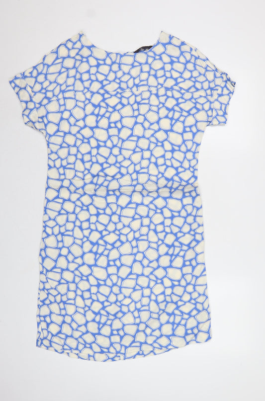 Marks & Spencer Women Blue Geometric UK 8 Shift Mini Dress