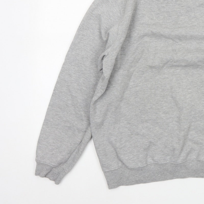 Cotton Traders Men’s Grey M Crew Neck Logo Fleece Pullover Sweatshirt