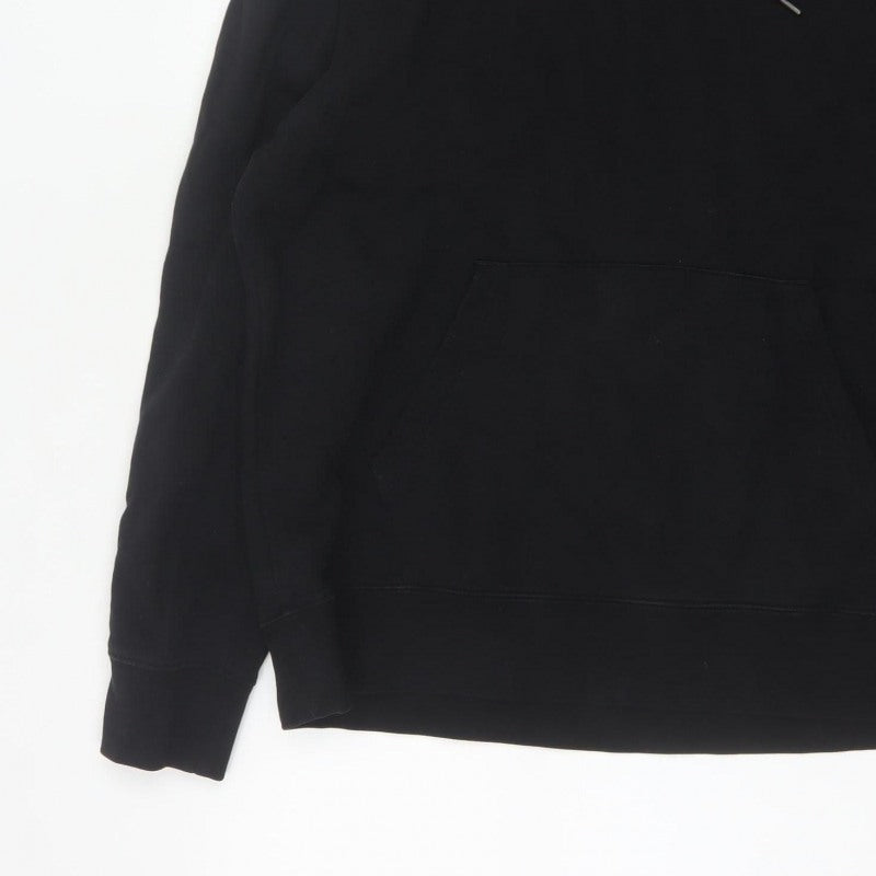 Marks and Spencer Men Black L Pullover Hoodie Cotton Blend Pockets