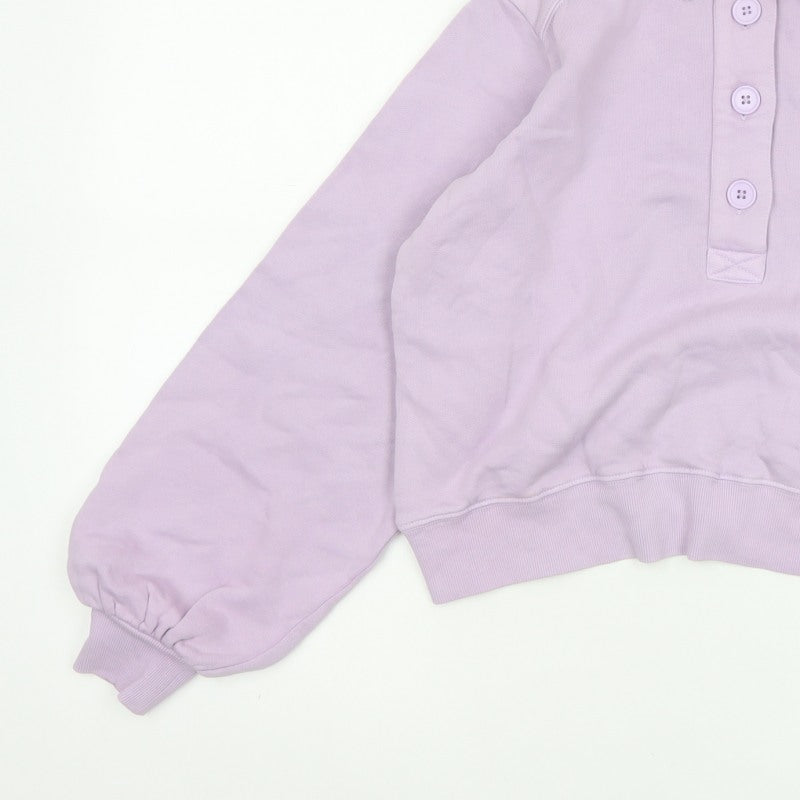 Ro&Zo Women Purple XS Collared Cotton Fleece Polo Sweatshirt