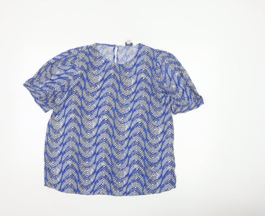 Marks and Spencer Women Blue Geometric Print Size 14 Tunic Blouse