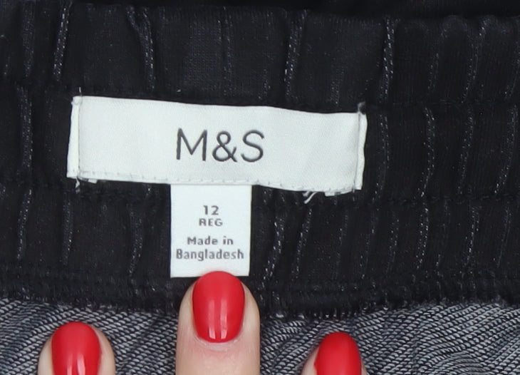 Marks and Spencer Women’s Black Size 12 Jogger Trousers Drawstring