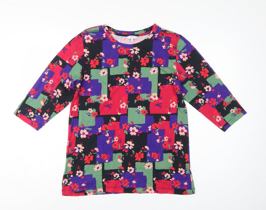 Cotton Traders Women Multicoloured UK 14 Floral 3/4 Sleeve Tunic Top
