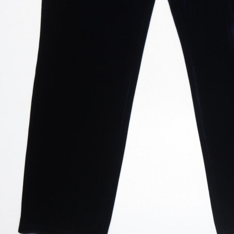 Lands' End Women Blue M Velvet Straight Leg Trousers Elastic Waist