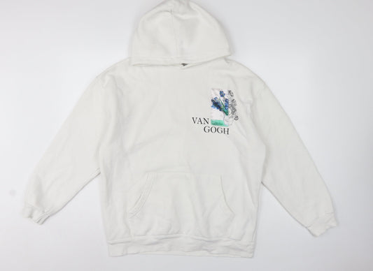 Back view of S/W Urbanity unisex adults white s van gogh art pullover hoodie