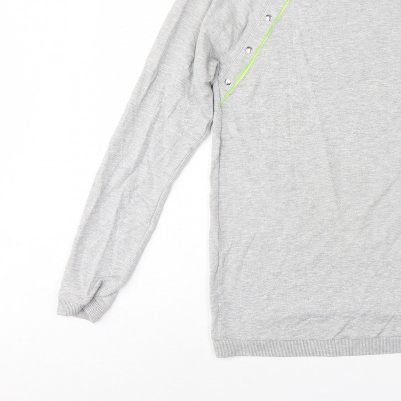 Seraphine Women Grey L Maternity Pullover Sweatshirt Neon Zip Detail