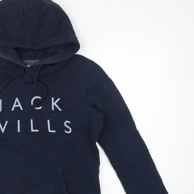 Jack Wills Women’s Blue UK 10 Pullover Hoodie Logo Fleece