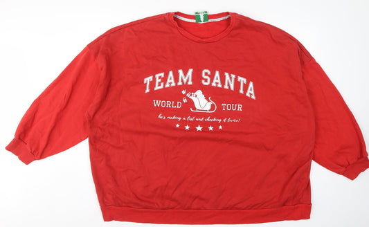 George Women Red 2XL Team Santa Christmas Fleece Sweatshirt
