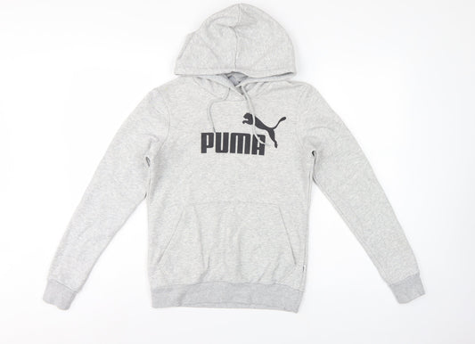 Puma Women’s Grey Logo Pullover Hoodie UK 8 Cotton Blend