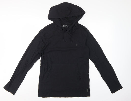 Back view of FCUK Men’s Black M Pullover Hoodie Logo Cotton Pocket