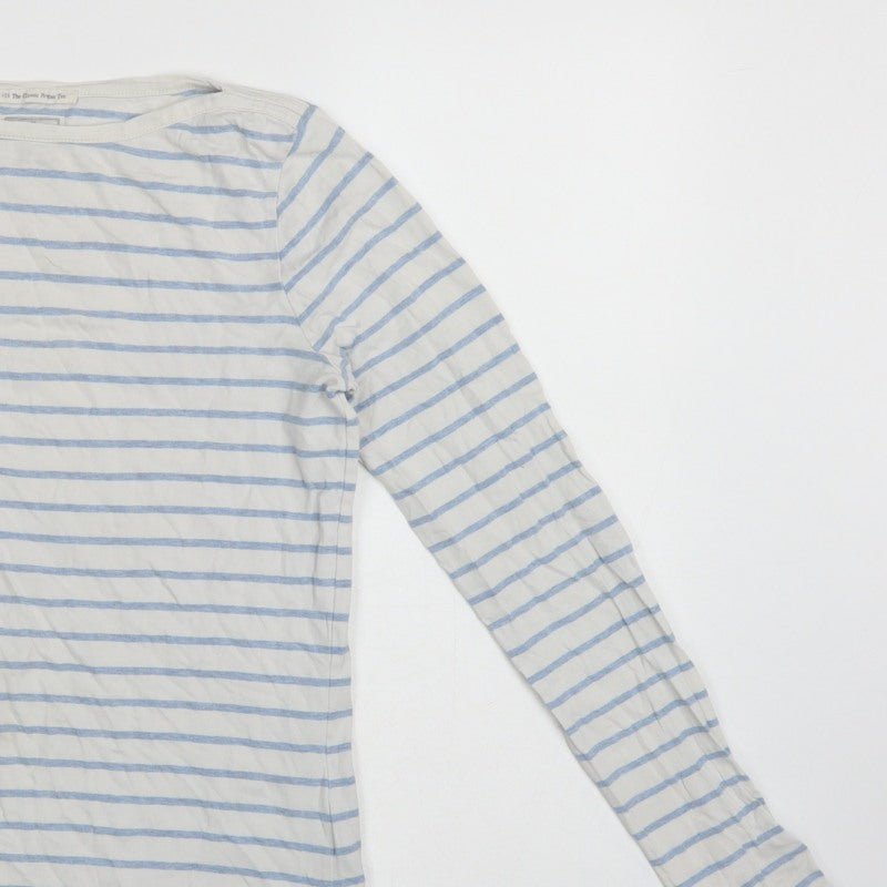 Fat Face Women White Blue UK 6 Classic Breton Stripe Long Sleeve T-Shirt