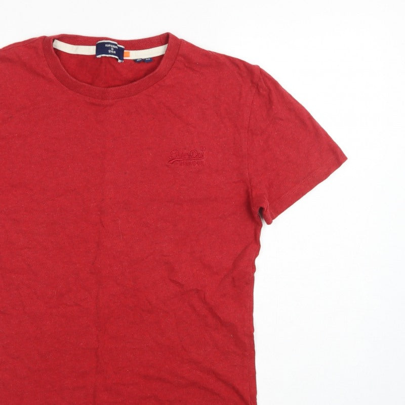 Superdry Men’s Red XS Crew Neck Logo Short Sleeve Cotton T-Shirt