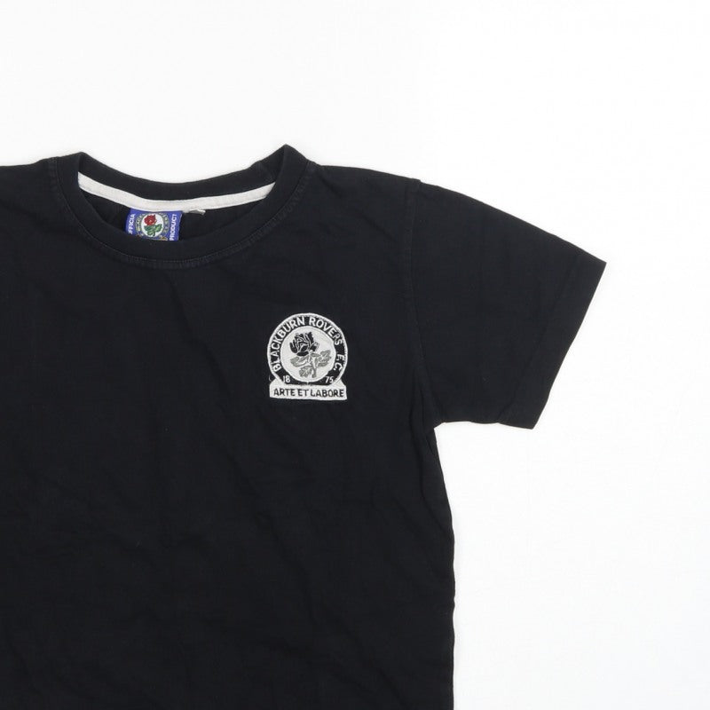Blackburn Rovers Teens Black Size 12 Embroidered Crew Neck T-Shirt