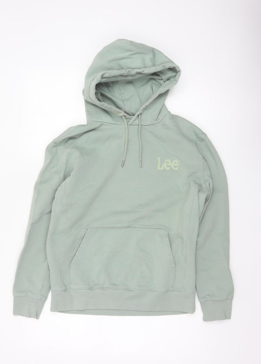 Back view of Lee unisex adults green m regular fit logo pullover hoodie