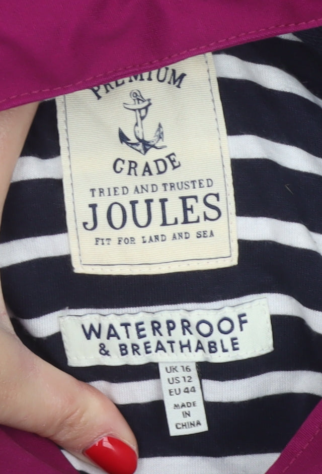 Joules Women’s Purple UK 16 Waterproof Hooded Long Rain Jacket