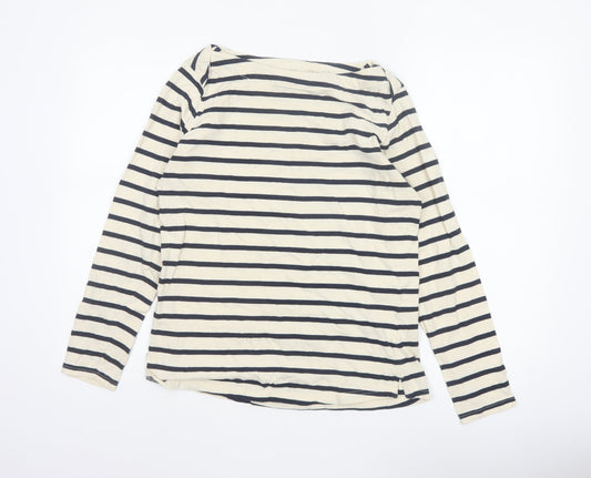 Regatta Women Ivory Navy Striped Boat Neck Long Sleeve Jersey Top UK 14