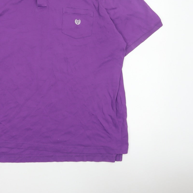 Chaps Men’s Purple 2XL Cotton Short Sleeve Logo Pocket Polo Shirt