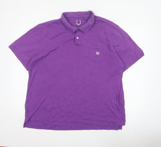 Back view of Chaps Men’s Purple 2XL Cotton Short Sleeve Logo Pocket Polo Shirt